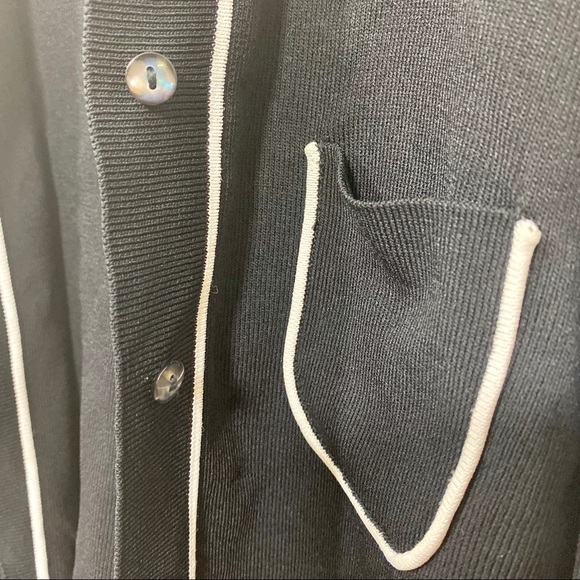 VINTAGE Black Cardigan with White Paneling - Picture 5 of 8